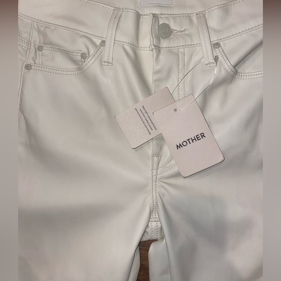 NWT MOTHER The Weekender Heel - Faux Leather in Wax on Wax off, Egret ✨ Sz 26 - Picture 11 of 15